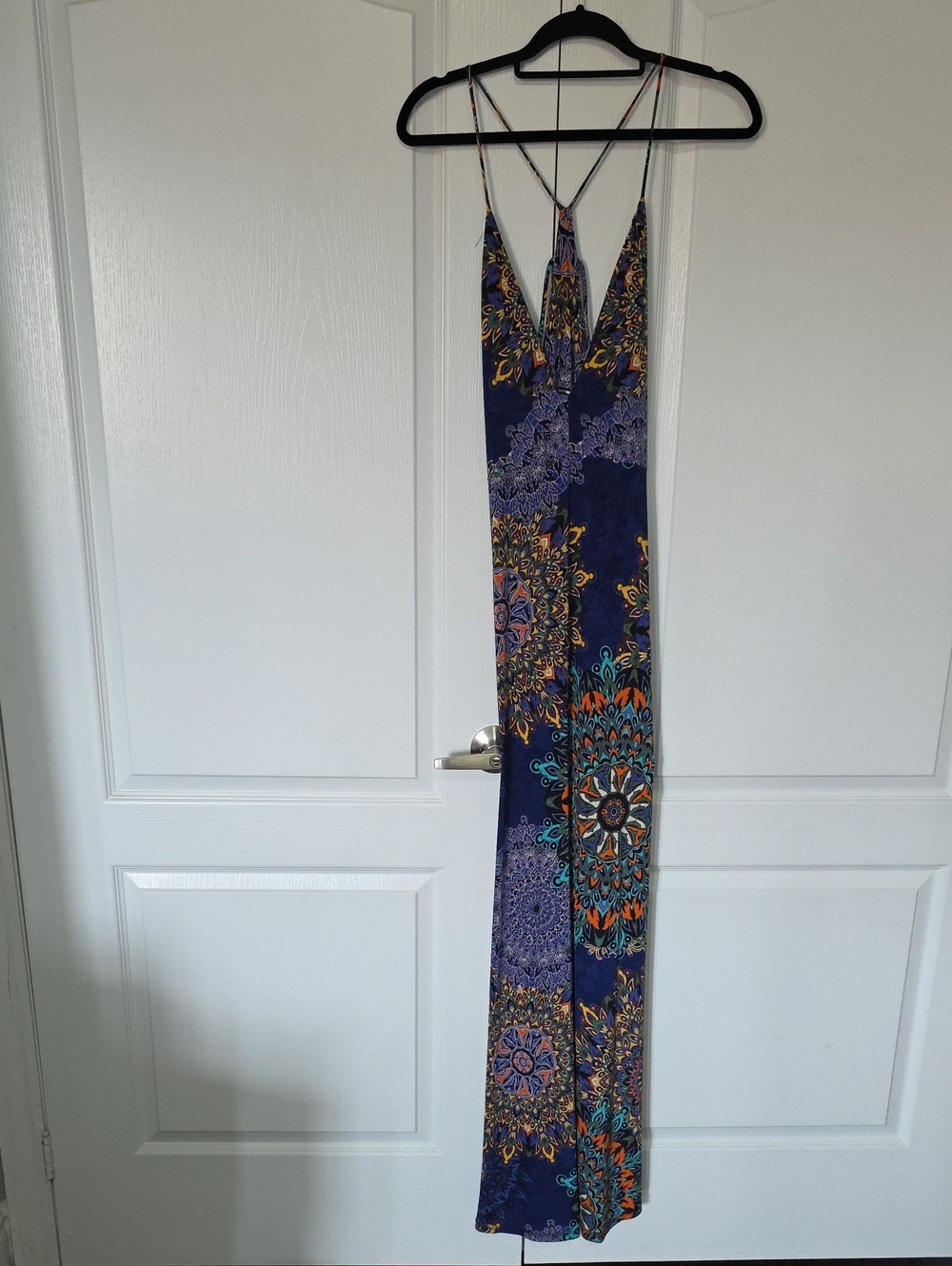 Fashion Nova Navy Blue Floral Paisley Top with Teal Accents